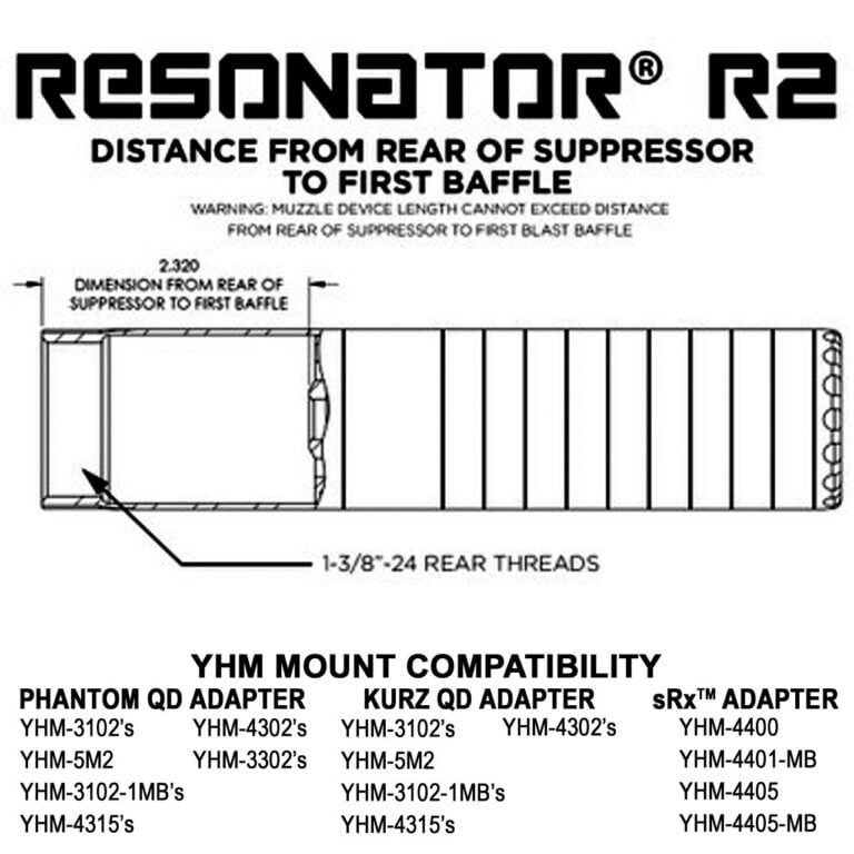 Yhm Risers YHM RESONATOR R2 .30 CAL SUPPRESSOR - Centerfire Reserve